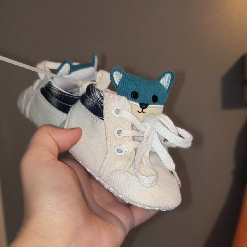 Adorable White and Blue Kids Shoes